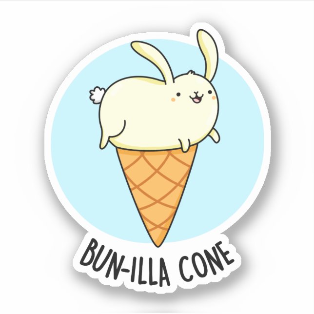 Sticker Bunnilla Cone Funny Bunny Vanilla Pun crème glacée (Devant)