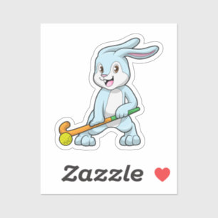 Sticker Bunny au hockey sur gazon avec bâton de hockey