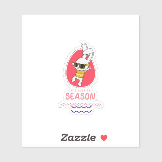 Sticker Bunny Cartoon Cute Animal Hunting Rabbit (Feuille)