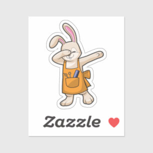 Sticker Bunny comme coiffeur avec peigne et ciseaux