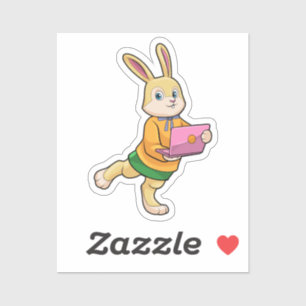 Sticker Bunny comme secrétaire avec ordinateur portable