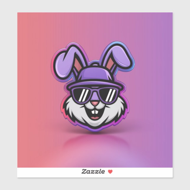 Sticker Bunny cool : Design tendance et amusant ! (Feuille)
