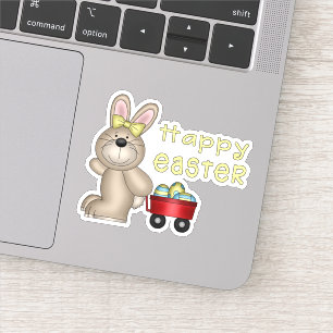 Sticker Bunny de Pâques avec petit contour de Wagon rouge