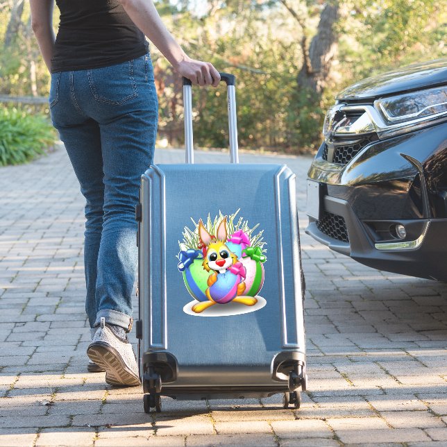 Sticker Bunny de Pâques drôle et caractère mignon Biting u (Valise Insitu)