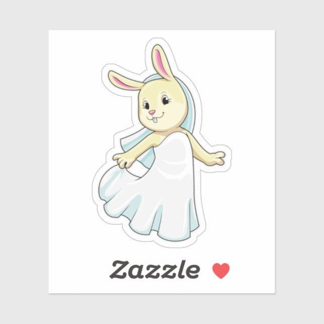 Sticker Bunny en mariée avec voile (Feuille)