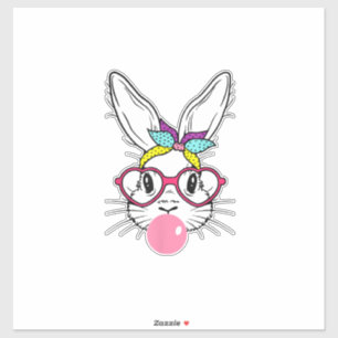 Sticker Bunny Face Bubblegum Blowing Glasses Headband Happ