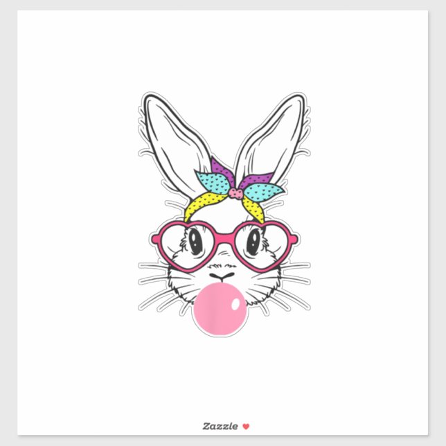 Sticker Bunny Face Bubblegum Blowing Glasses Headband Happ (Feuille)