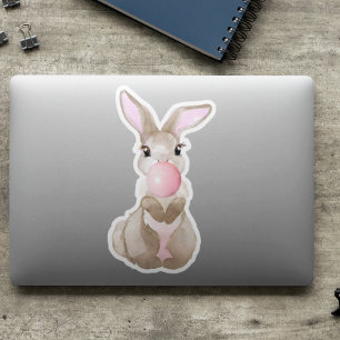Sticker Bunny Rabbit soufflant bulle gomme mignonne