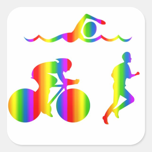 Sticker Bunter Triathlon Regenbogen (Devant)