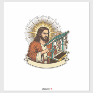 Sticker Bureau debout Jésus cassé coincé à mi-chemin Humou