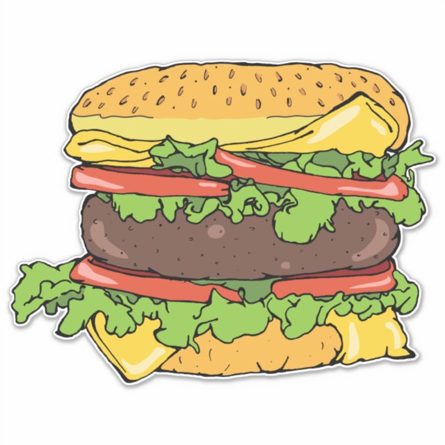 Sticker Burger gourmand américain classique (Devant)