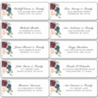 Burgundy Navy Blush Floral Mariage Adresse d'invit