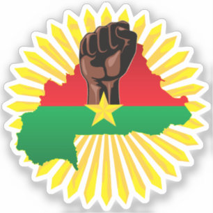 Sticker Burkina Faso Carte, drapeau et première révolution