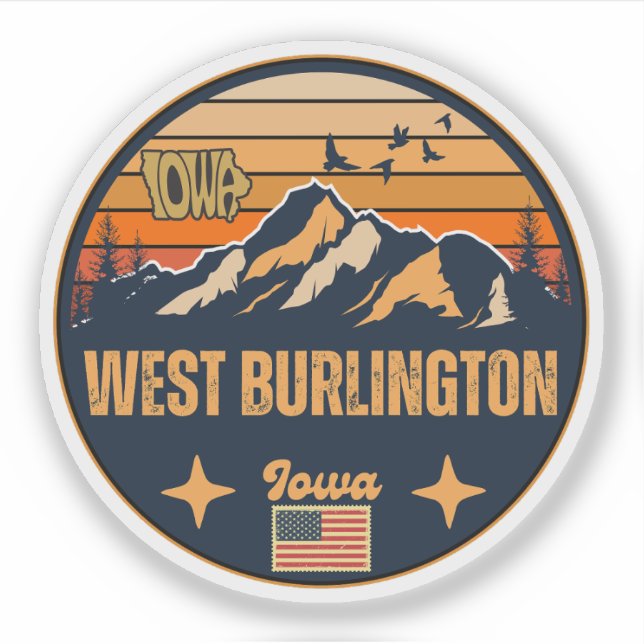 Sticker Burlington Ouest, Iowa (Devant)