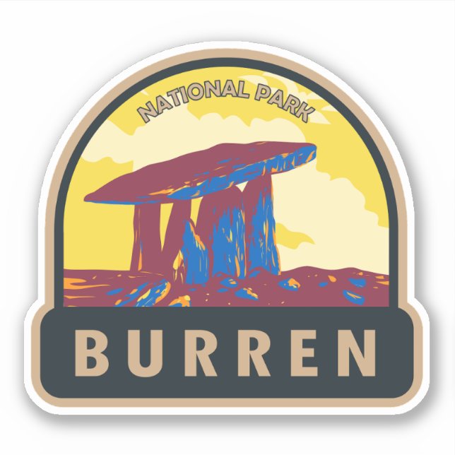 Sticker Burren National Park Irlande Travel Art Vintage (Devant)