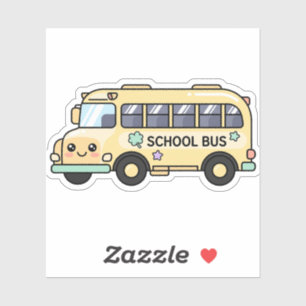 Sticker Bus Scolaire Jaune Kawaii Appréciation de l'Enseig