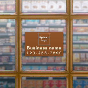 Sticker Business Phone Number, Brown Large Rectangle Vinyl
