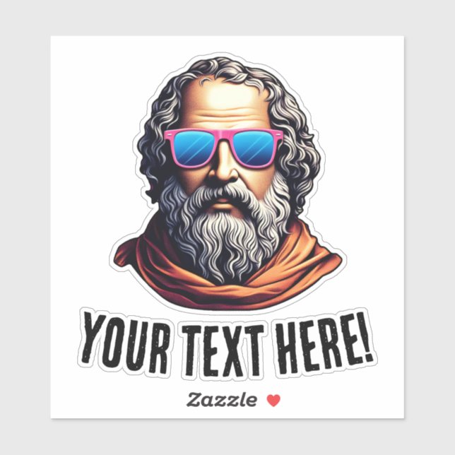 Sticker Buste de philosophe rétro - Texte personnalisé (Feuille)
