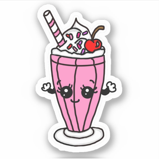 Sticker Buvard de Lait Fraise Cartoon (Devant)