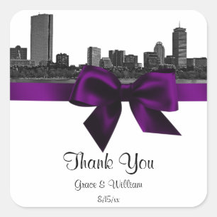 Sticker BW Purple Favple BW Etched Boston Skyline