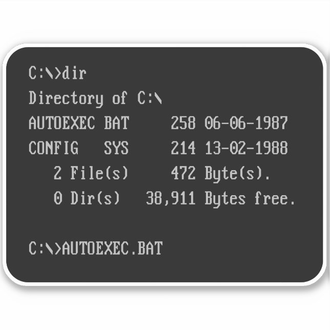 Sticker C:\> Ligne de commande d'invite DOS (Devant)