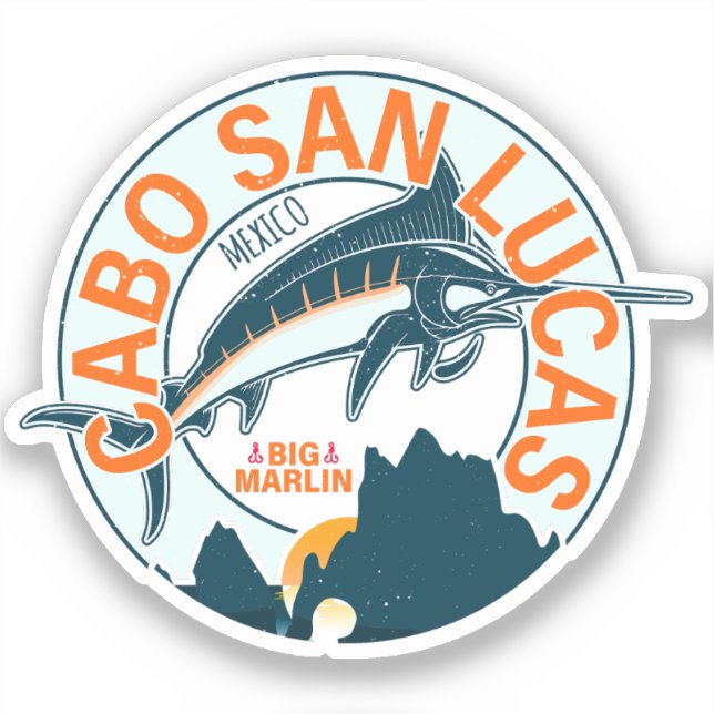 Sticker Cabo San Lucas Pêche nautique Sailfish Vintage (Recto)