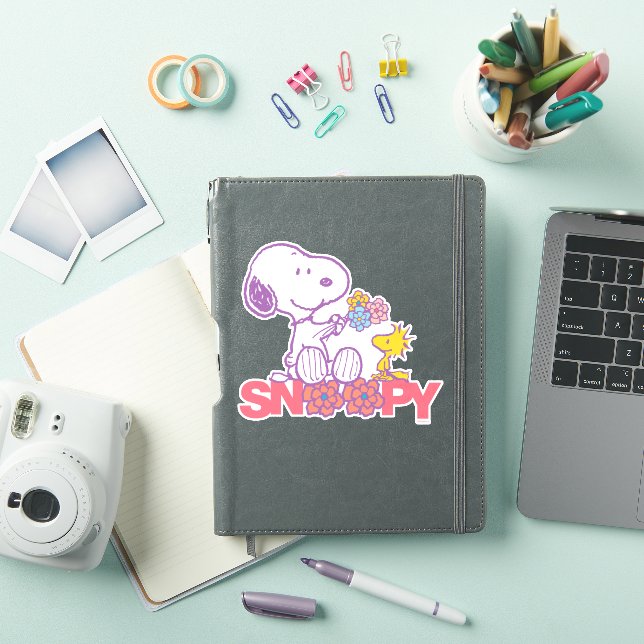Sticker cacahuètes | Snoopy & Woodstock Flowers (Couverture iPad)