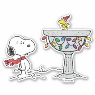 Sticker cacahuètes   Snoopy & Woodstock Froid Birdbath