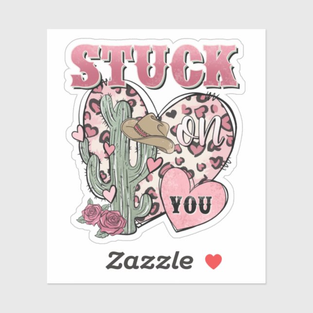 Sticker Cactus de la Saint-Valentin Cœurs collés sur vous (Feuille)