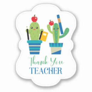 Sticker Cactus Mignon et Amusant Merci Professeur Autocoll