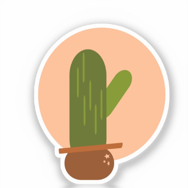 Sticker Cactus Moderne en Pot, Design Bohème (Recto)