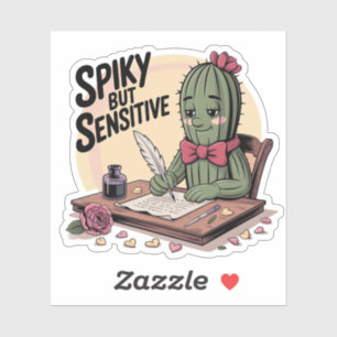 Sticker Cactus romantique, Spiky, mais sensible, écrivant 