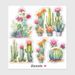 Sticker Cactus Succulents Botanique Aquarelle Peinture