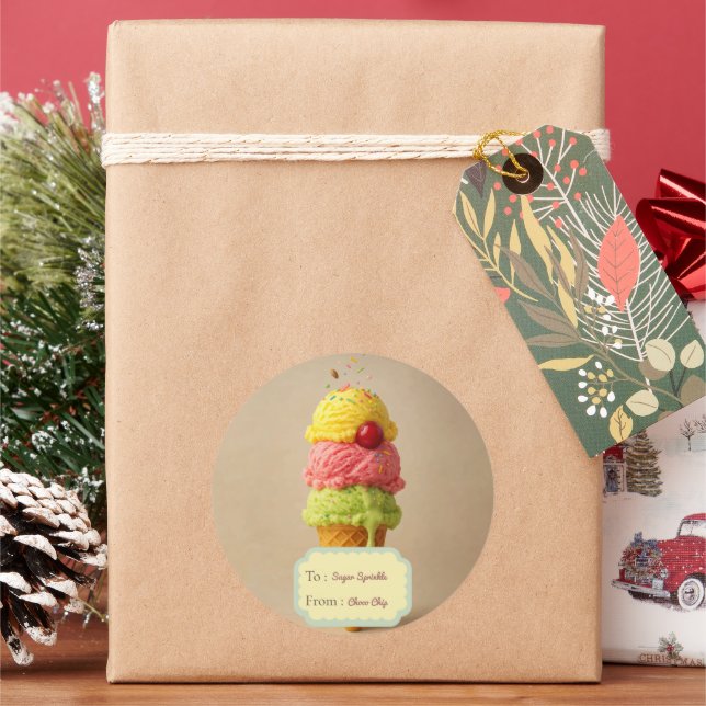 Sticker cadeau crème glacée weet - Avec/de Étiquet (vacances)