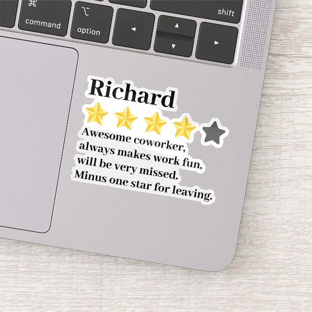 Sticker Cadeau d'adieu amusant pour collègue – Nom et text (Détail)