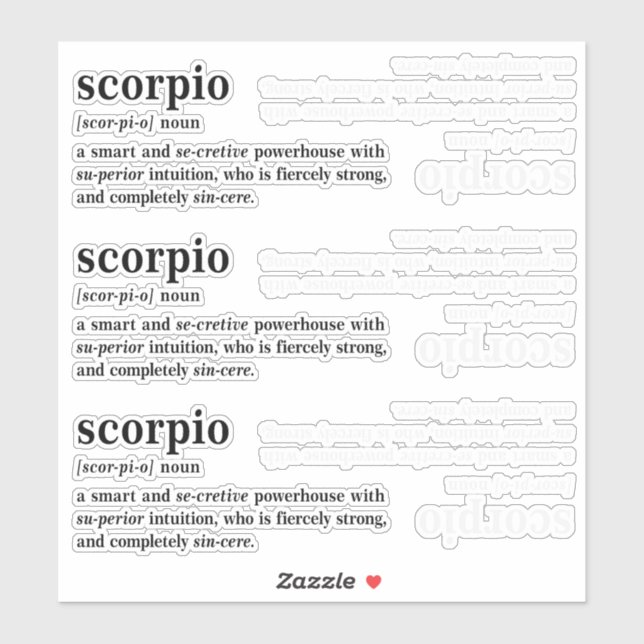 Sticker Cadeau d'astrologie esthétique Définition Scorpion (Feuille)