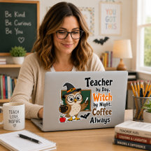 Cadeau d'autocollant de café Halloween sorcière en