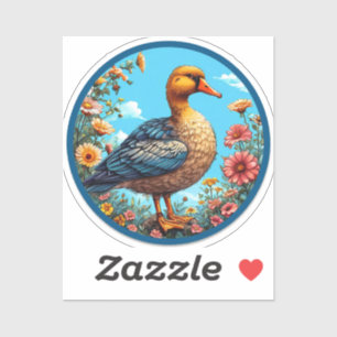 Sticker 🦆 Cadeau de décoration florale de canard coloré d