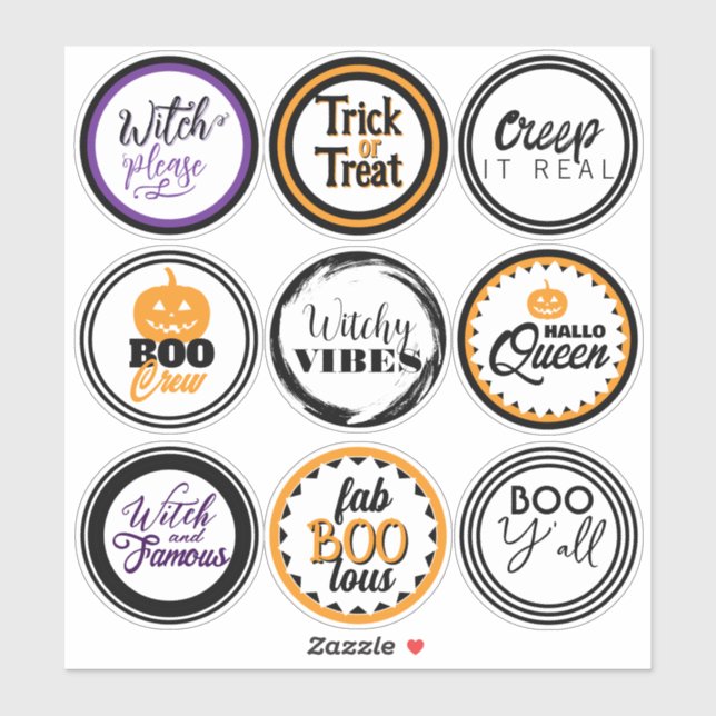 Sticker Cadeau de fête d'Halloween amusant (Feuille)