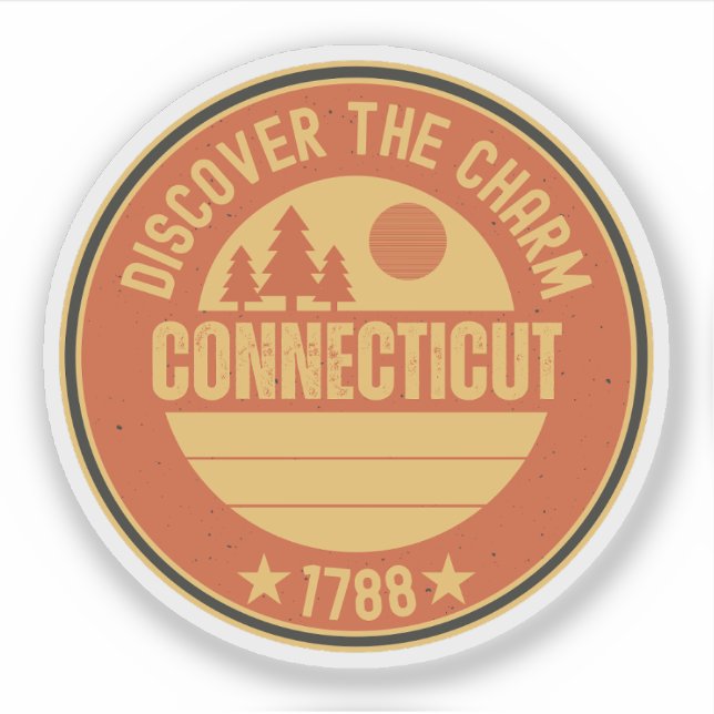 Sticker Cadeau de l'État du Connecticut - État de la Const (Devant)