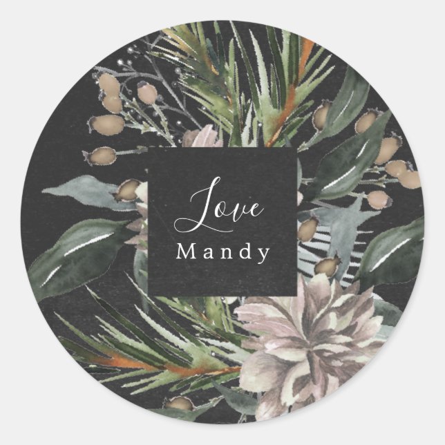 Sticker cadeau de Noël Floral Chalkboard (Devant)