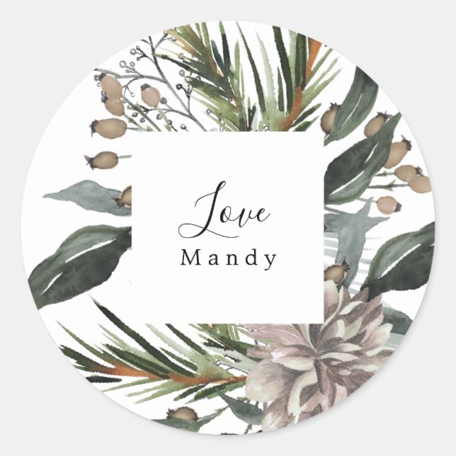 Sticker cadeau de Noël Vintage Floral (Devant)