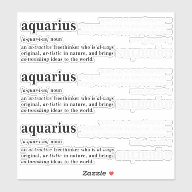 Sticker Cadeau Définition Aesthetic Astrologie Verseau (Feuille)