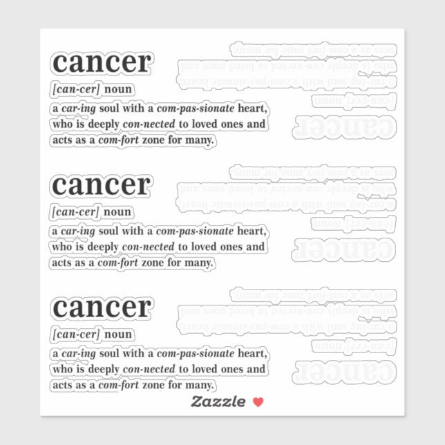 Sticker Cadeau Définition Cancer Astrologie Esthétique (Feuille)
