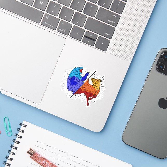 Sticker Cadeau des day traders - Constellation Taureau et  (Ordinateur portable avec iPhone)