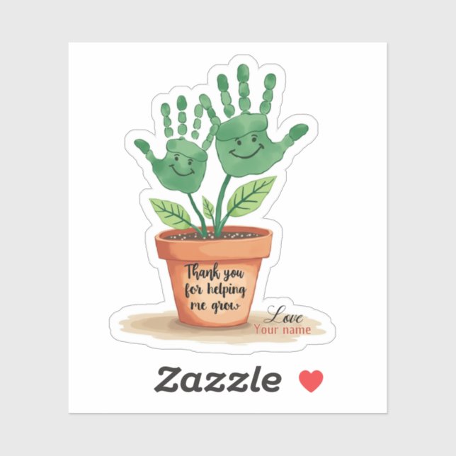 Sticker Cadeau Éditable Enseignant Avec Empreinte D'Art (Feuille)