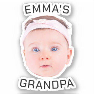 Sticker Cadeau grand-père, Visage bébé personnalisé, Cadea