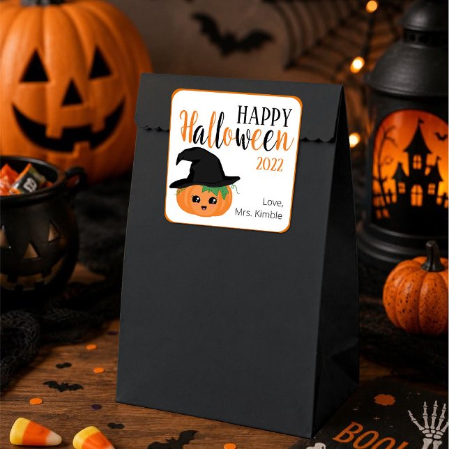 Sticker cadeau Halloween Citrouille et Étiquette (Créateur téléchargé)