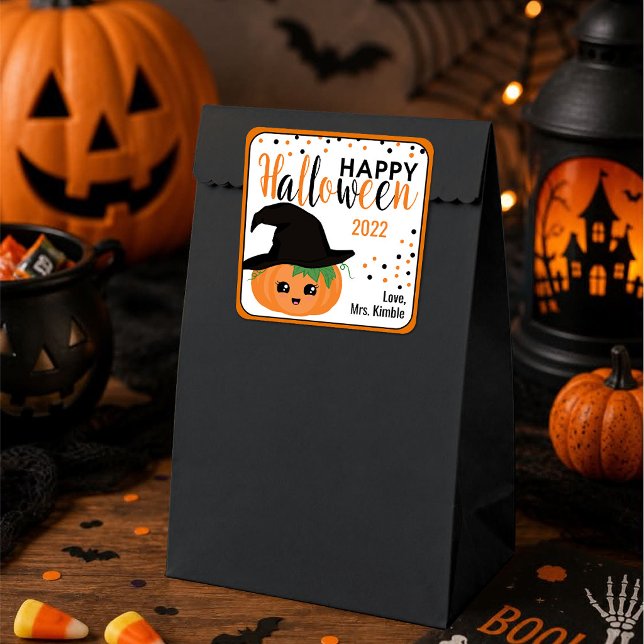 Sticker cadeau Halloween Citrouille et Étiquette (Créateur téléchargé)