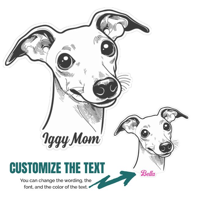 Sticker Cadeau Iggy personnalisé pour italien Greyhound Do (Custom Iggy Gift for Italian Greyhound Dog Mom Sticker)